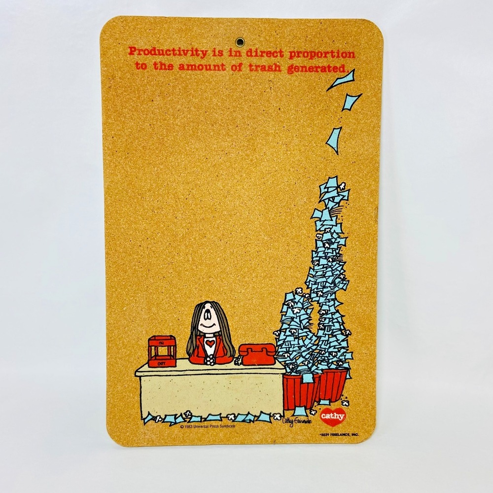 Vintage 80s Cathy Comic‎ Strip Cartoon Collectible Cork Board Funny Office